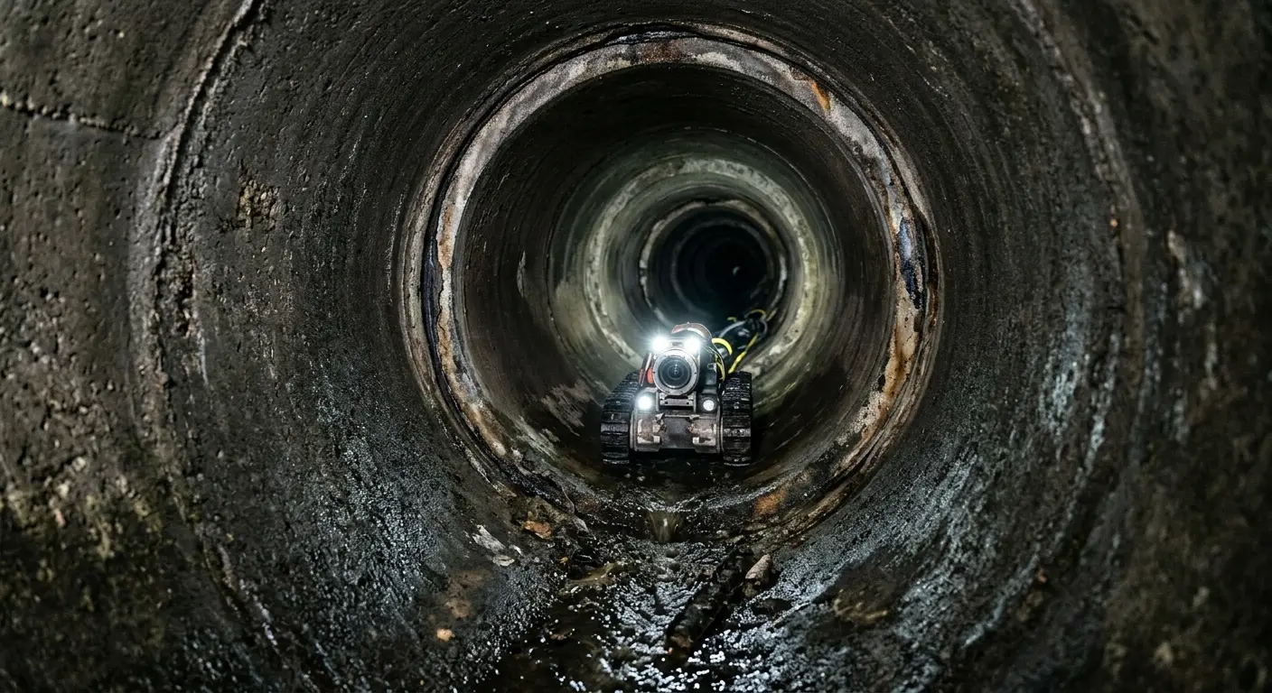 Robotic sewer camera inspecting pipe interior for Drain Snake Service in Fort Walton Beach